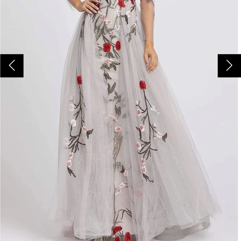 Mac Duggal Couture - 20125D Floral Embroidered Dress With Overskirt - Picture 5 of 8